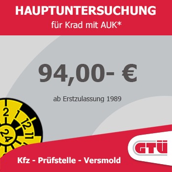 Preisschild HU Krad mit AUK 94.-€