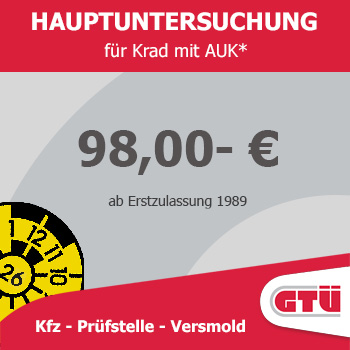 Preisschild HU Krad mit AUK 94.-€